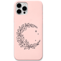 Moonlit Botanicals – Botanical Crescent Moon – Engraved Pastel Silicone Phone Cover