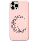 Moonlit Botanicals botanical crescent moon engraved pastel silicone phone cover in Blush Pink