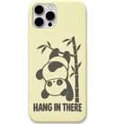 Hang in There Panda hanging panda bamboo art engraved pastel silicone phone cover in Lemon Yellow