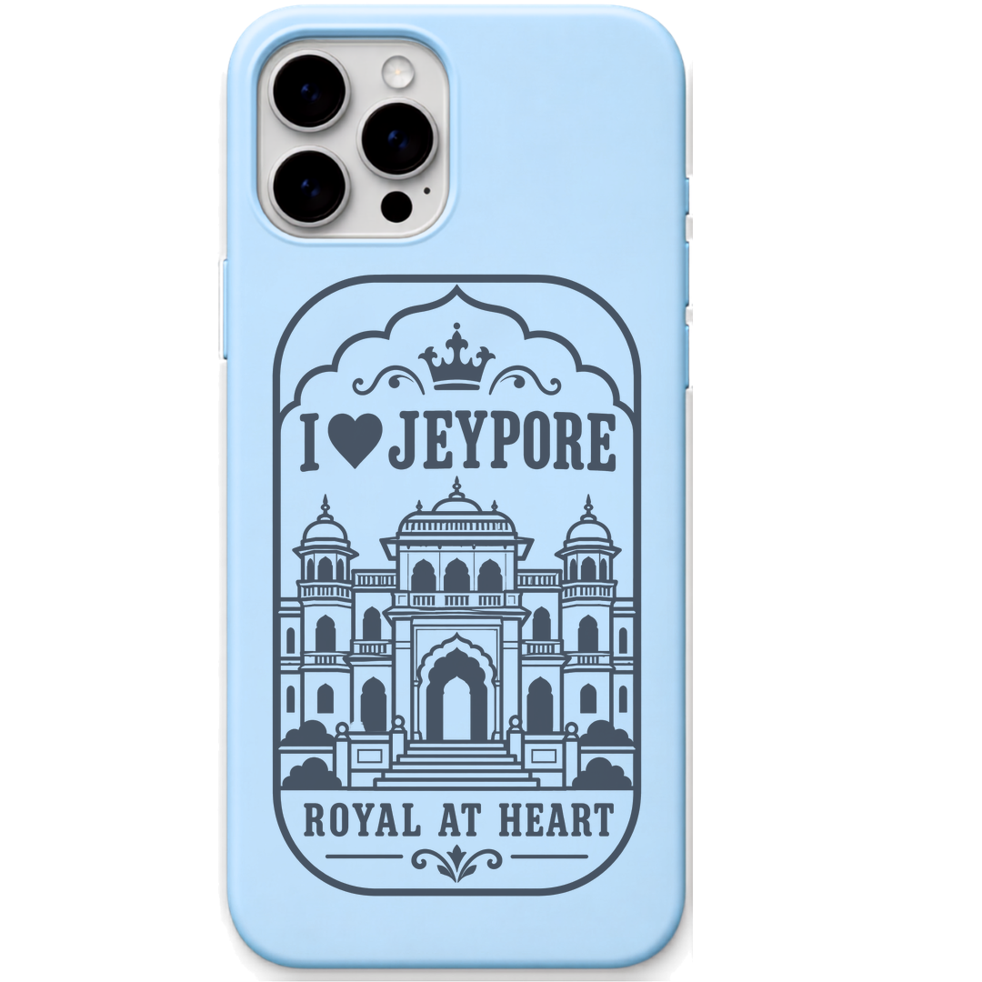 Jeypore Royal at Heart engraved pastel silicone phone cover in Sky Blue