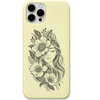 Wildflower Soul floral woman portrait engraved pastel silicone phone cover in Lemon Yellow