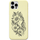 Wildflower Soul floral woman portrait engraved pastel silicone phone cover in Lemon Yellow
