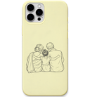 Spoilt With Love parents daughter line art engraved pastel silicone phone cover in Lemon Yellow