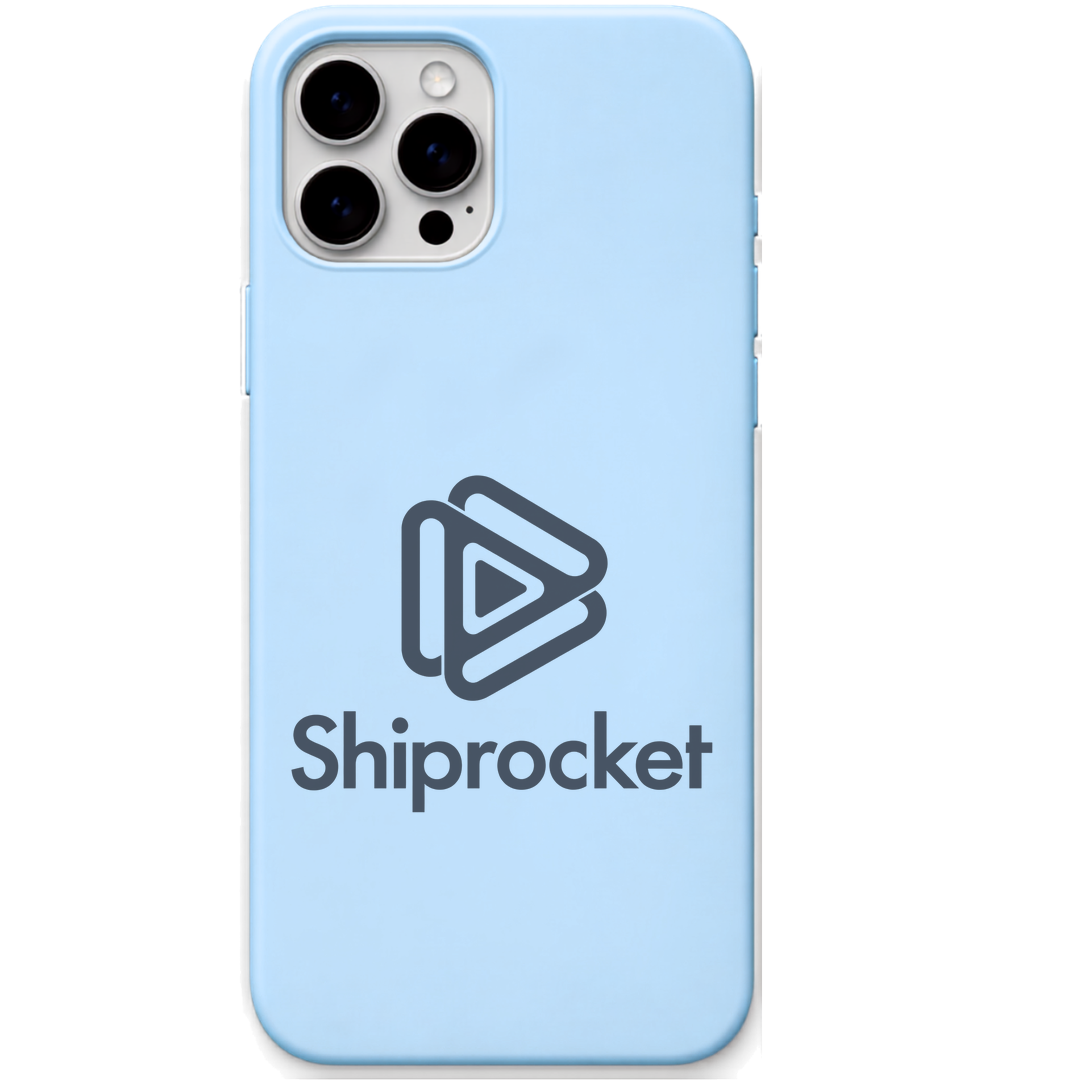 Shiprocket Classic Logo engraved phone cover in Sky Blue