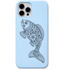 One Fish Endless Flow Pattachitra engraved pastel silicone phone cover in Sky Blue