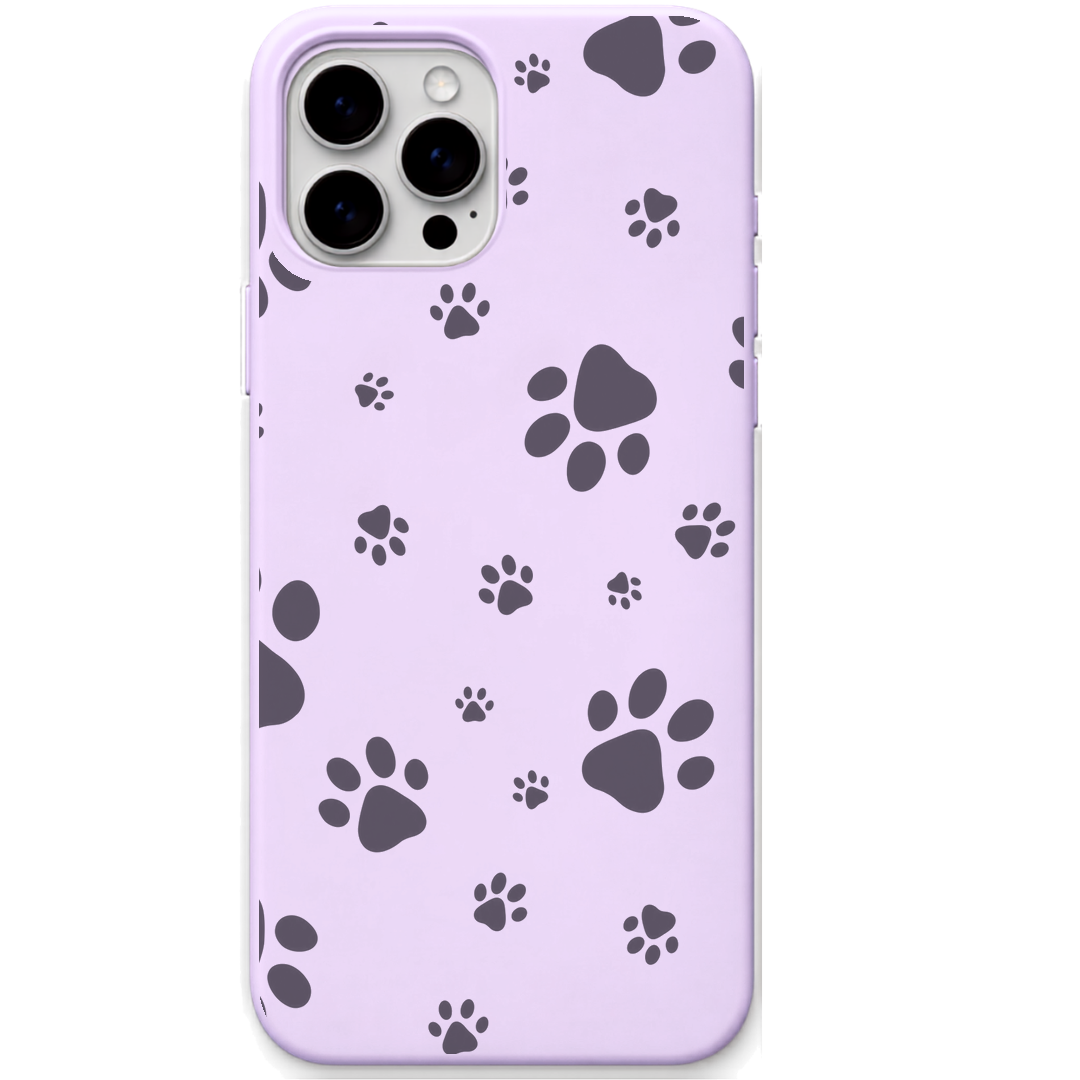 Paw Parade engraved silicone phone cover in Lavender