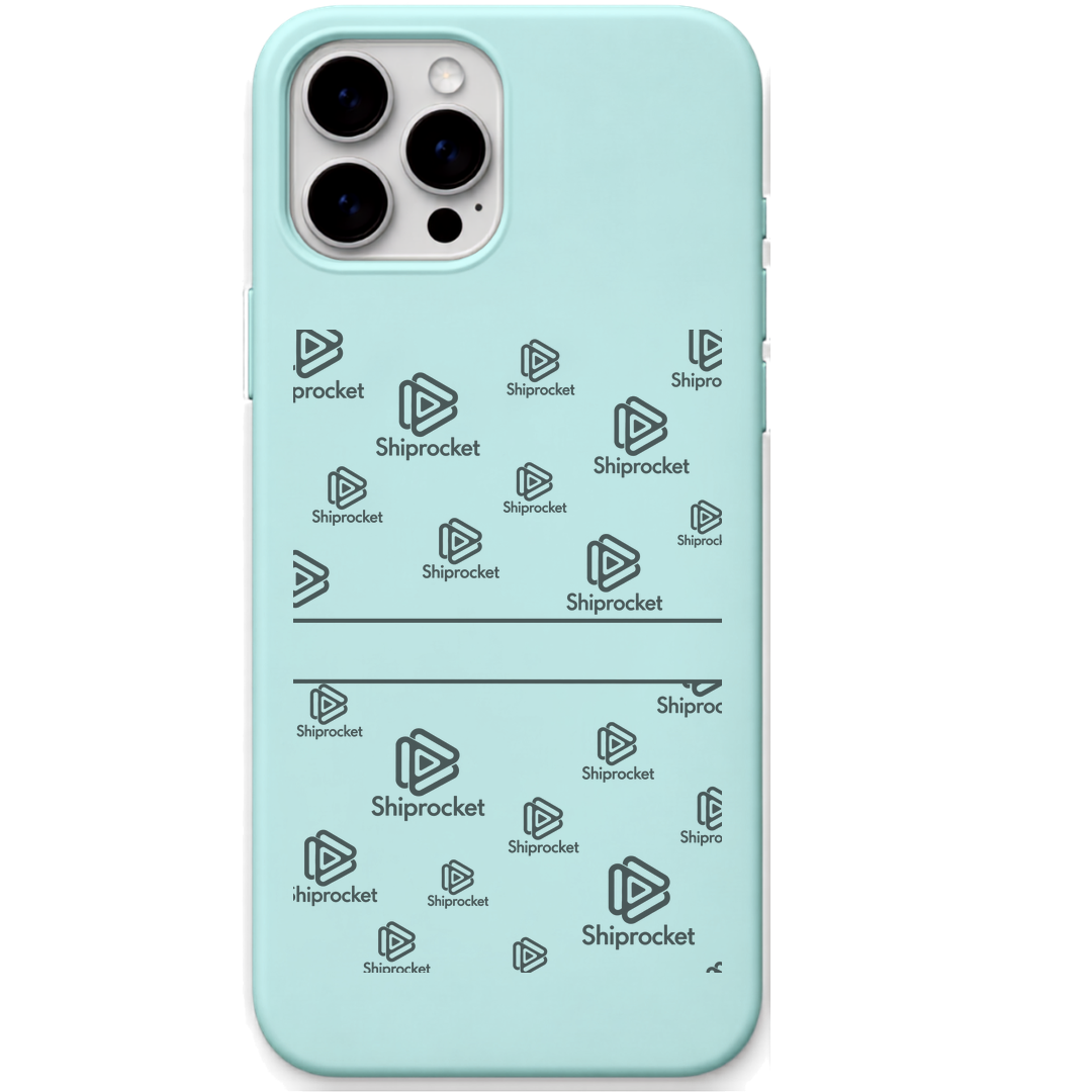 Shiprocket Logo Pattern + Name engraved phone cover in Mint Green
