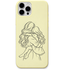 Her Safest Place mother child embrace line art engraved pastel silicone phone cover in Lemon Yellow