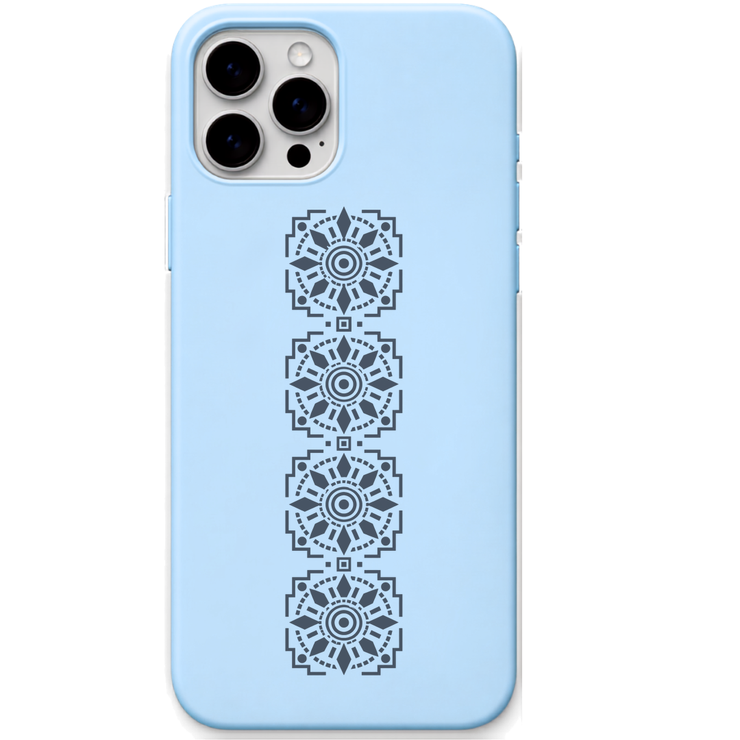 Aangan Geometry ornamental geometric motifs engraved pastel silicone phone cover in Sky Blue