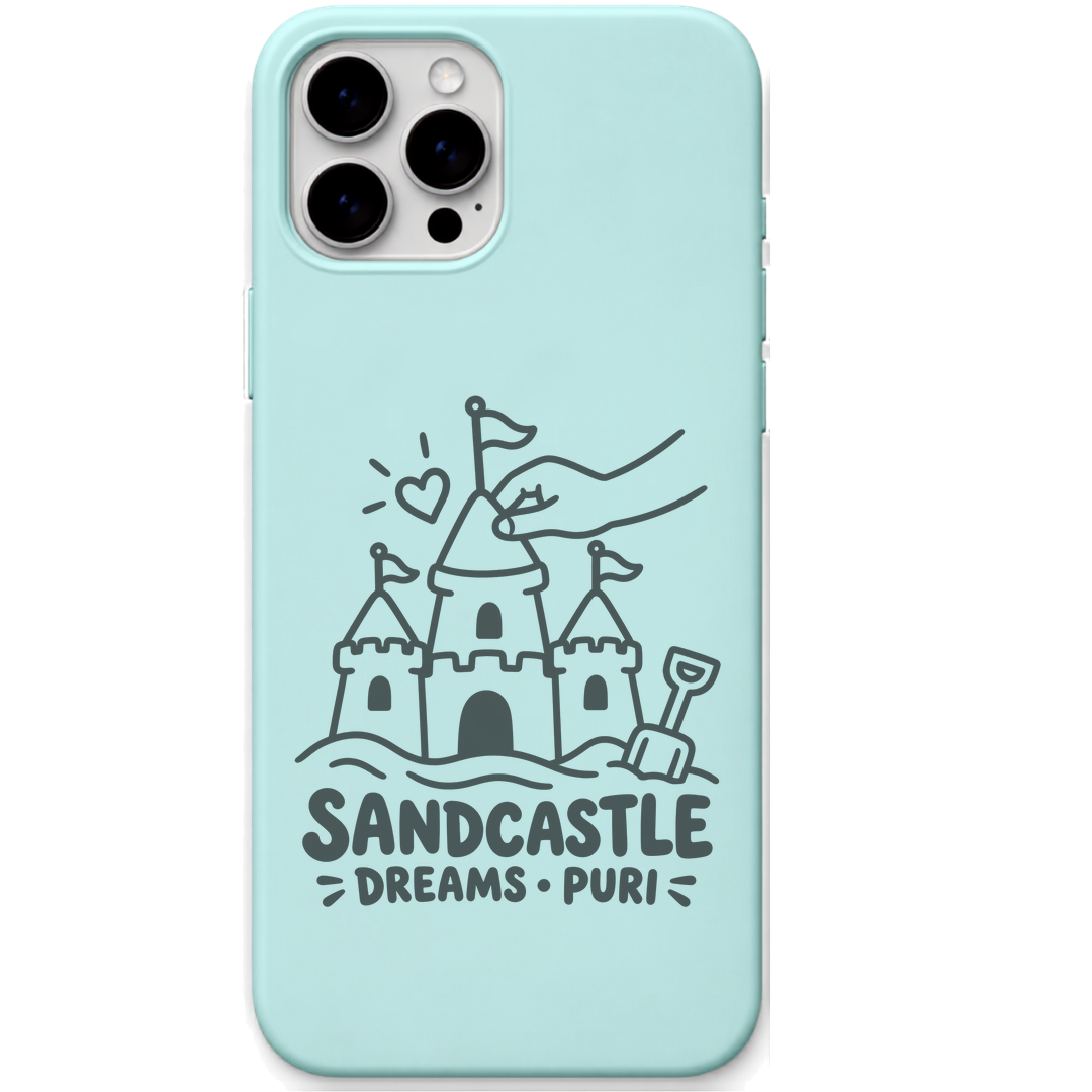 Sandcastle Dreams Puri engraved pastel silicone phone cover in Mint Green