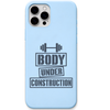 Body Under Construction gym motivation quote engraved silicone phone cover in Sky Blue