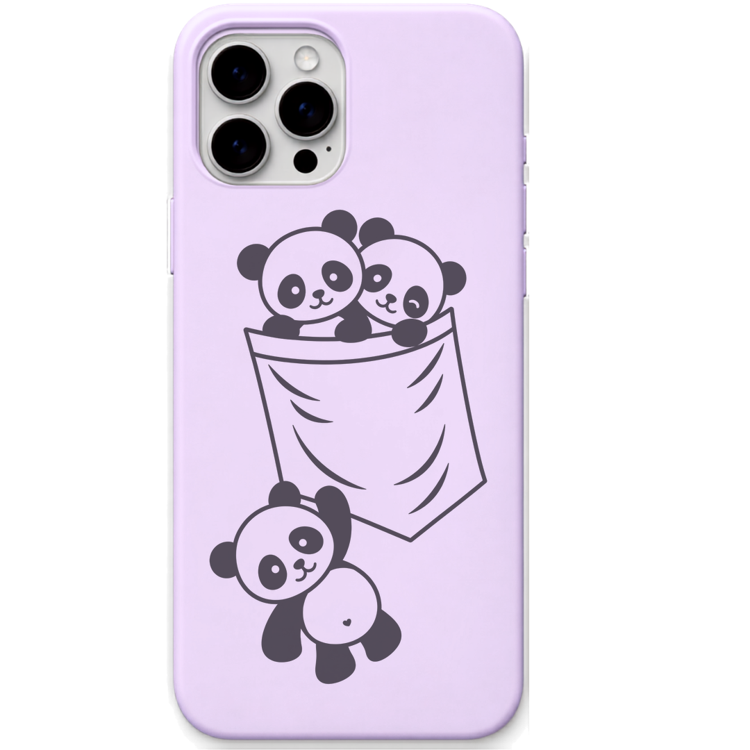 Pocket Besties Pandas pandas pocket illustration engraved pastel silicone phone cover in Lavender