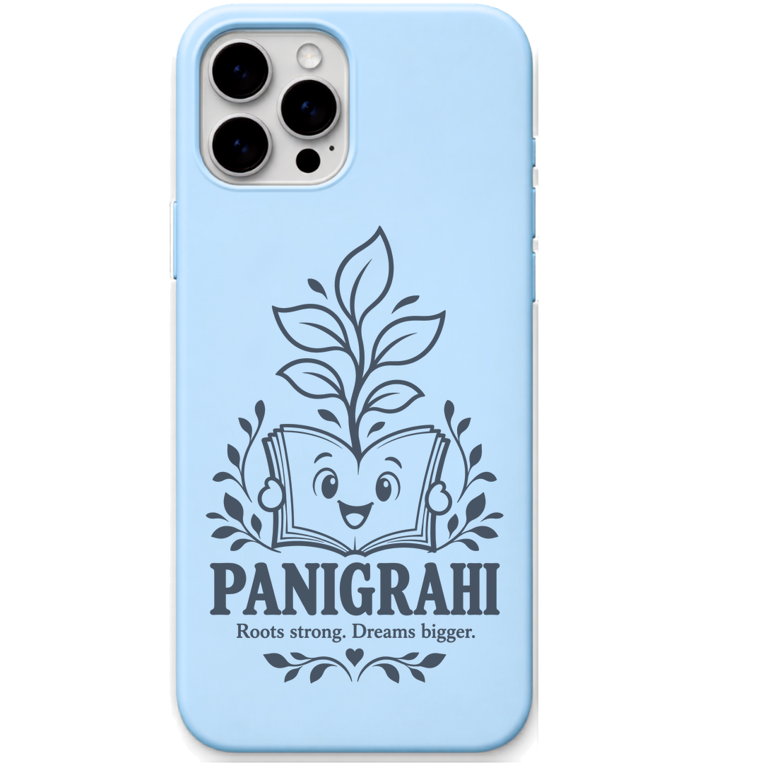 Panigrahi Roots Strong Dreams Bigger engraved pastel silicone phone cover in Sky Blue