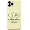 Little Elephant baby elephant custom name engraved pastel silicone phone cover in Lemon Yellow