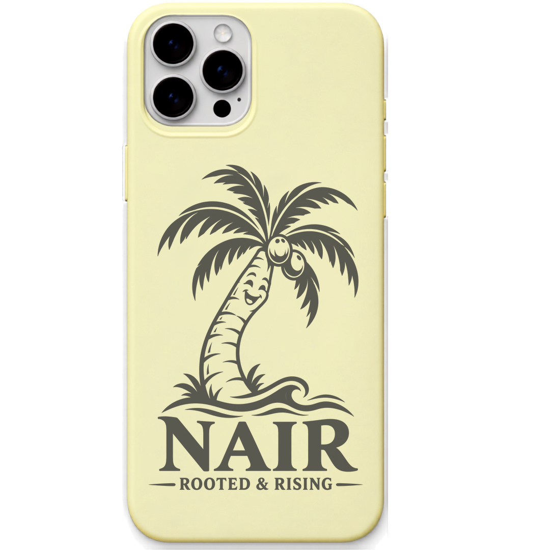 Nair Rooted & Rising engraved silicone phone cover in Lemon Yellow