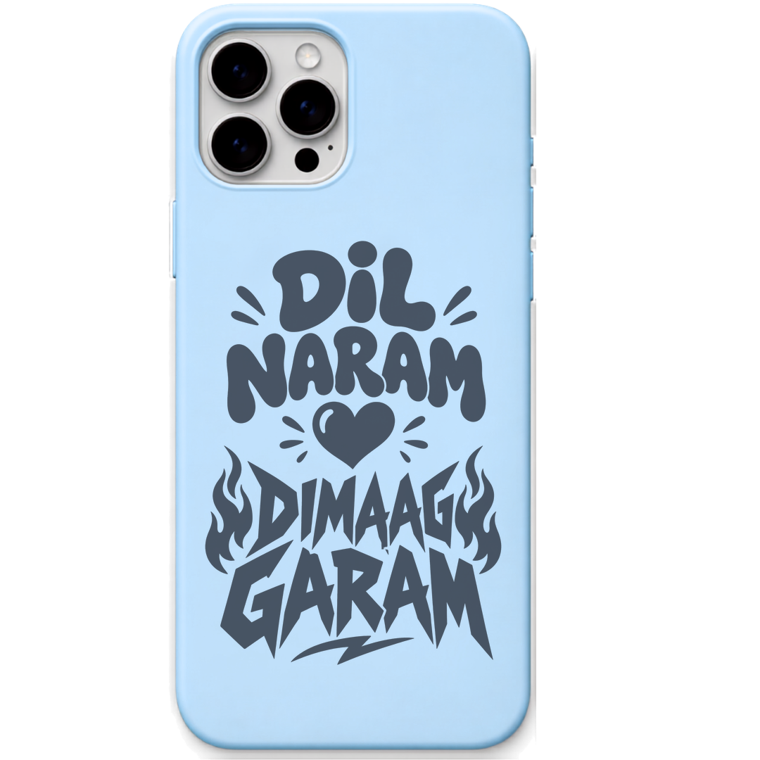 Dil Naram Dimaag Garam desi mood quote engraved silicone phone cover in Sky Blue