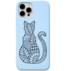 Ornamental Cat botanical cat engraved pastel silicone phone cover in Sky Blue