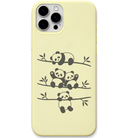 Panda Branch Club pandas on branches engraved pastel silicone phone cover in Lemon Yellow