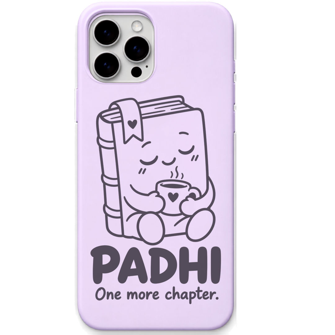 Padhi One More Chapter engraved pastel silicone phone cover in Lavender