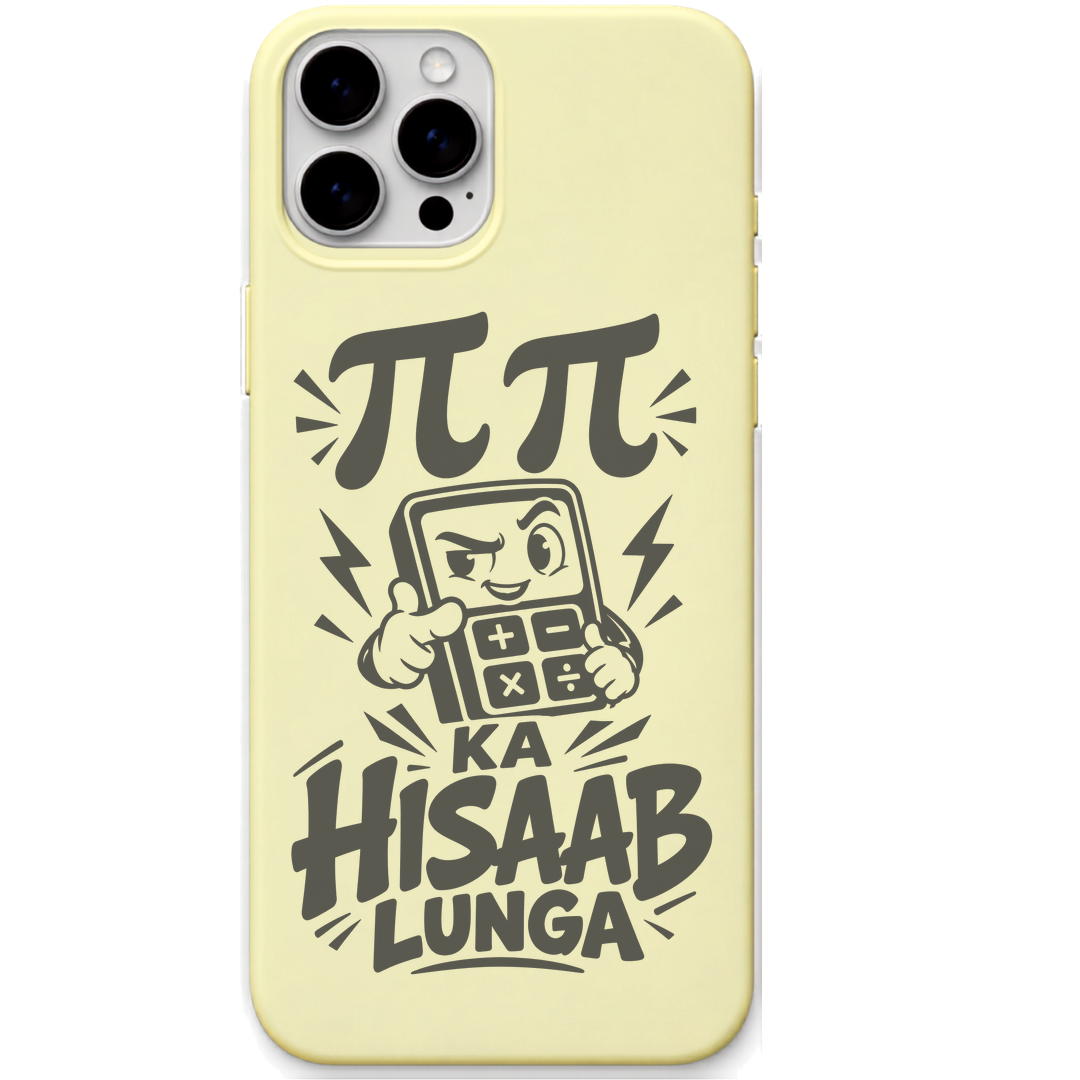 Pi Pi Ka Hisaab Lunga maths money wordplay meme engraved silicone phone cover in Lemon Yellow