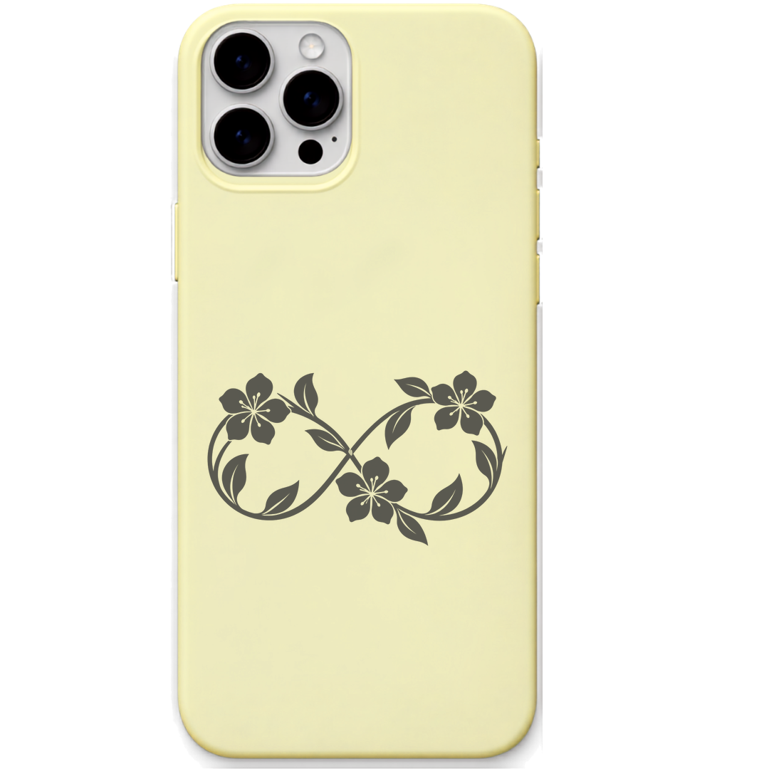 Bloom Beyond Limits floral infinity engraved pastel silicone phone cover in Lemon Yellow