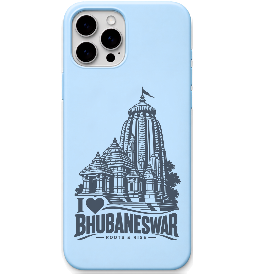Bhubaneswar Roots & Rise engraved pastel silicone phone cover in Sky Blue