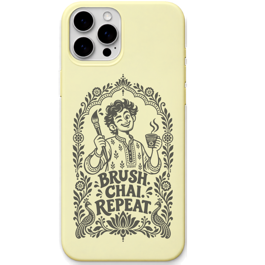 Brush Chai Repeat Artist engraved pastel silicone phone cover in Lemon Yellow