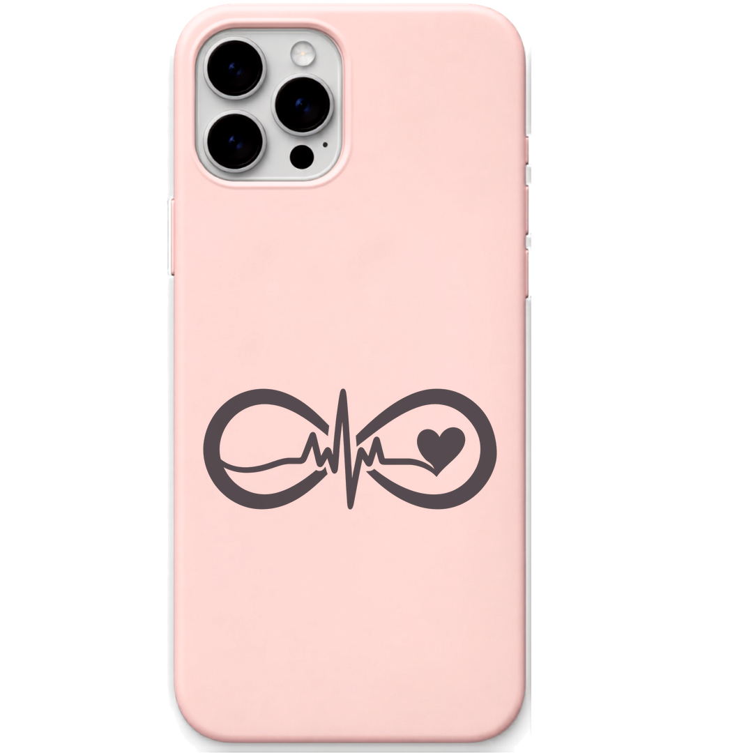 You Keep Me Going heartbeat infinity engraved pastel silicone phone cover in Blush Pink