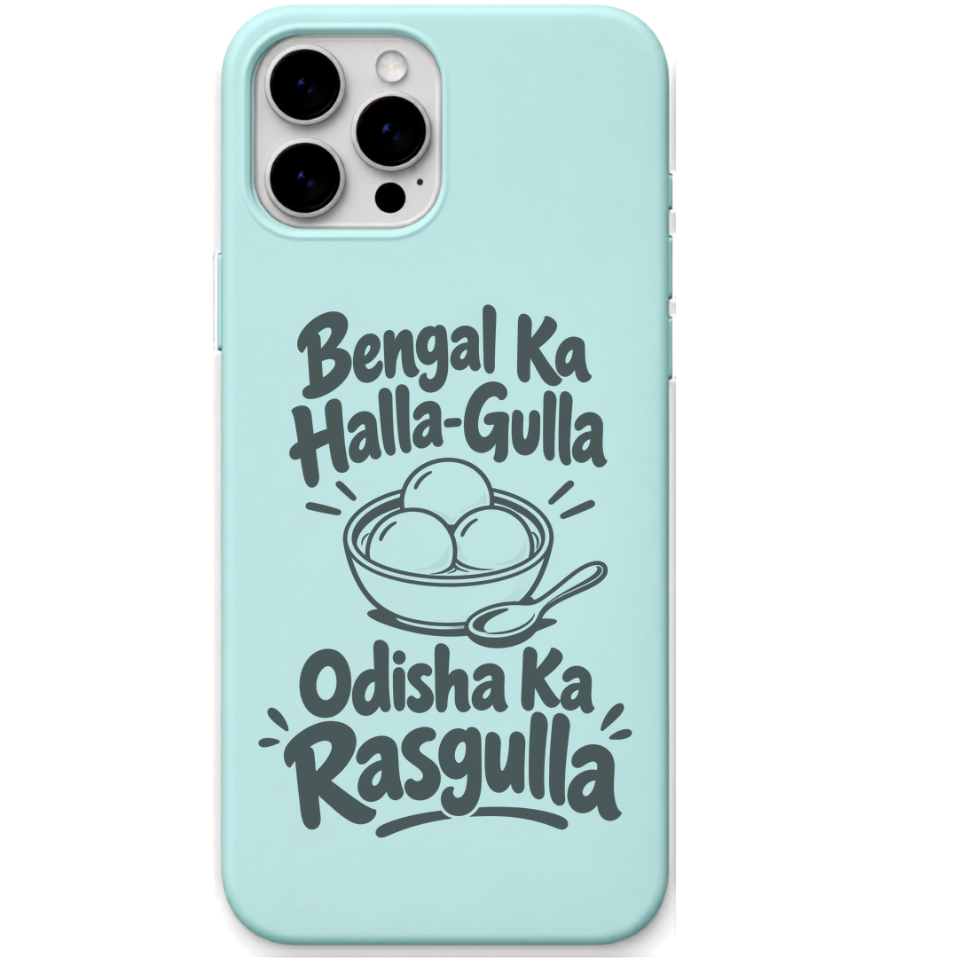 Odisha Rasgulla Halla Gulla Banter engraved pastel silicone phone cover in Mint Green