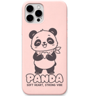 Panda Soft Heart engraved pastel silicone phone cover in Blush Pink