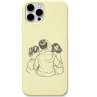 Papas Little Bosses dad two daughters line art engraved pastel silicone phone cover in Lemon Yellow