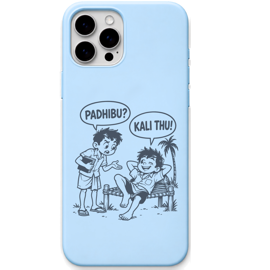 Padhibu Kali Thu Village Bestie Banter engraved pastel silicone phone cover in Sky Blue