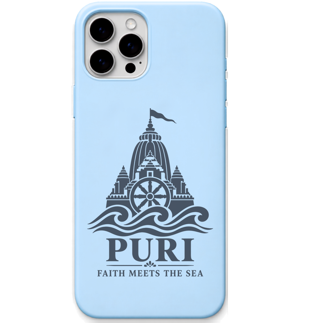 Puri Faith Meets the Sea engraved pastel silicone phone cover in Sky Blue