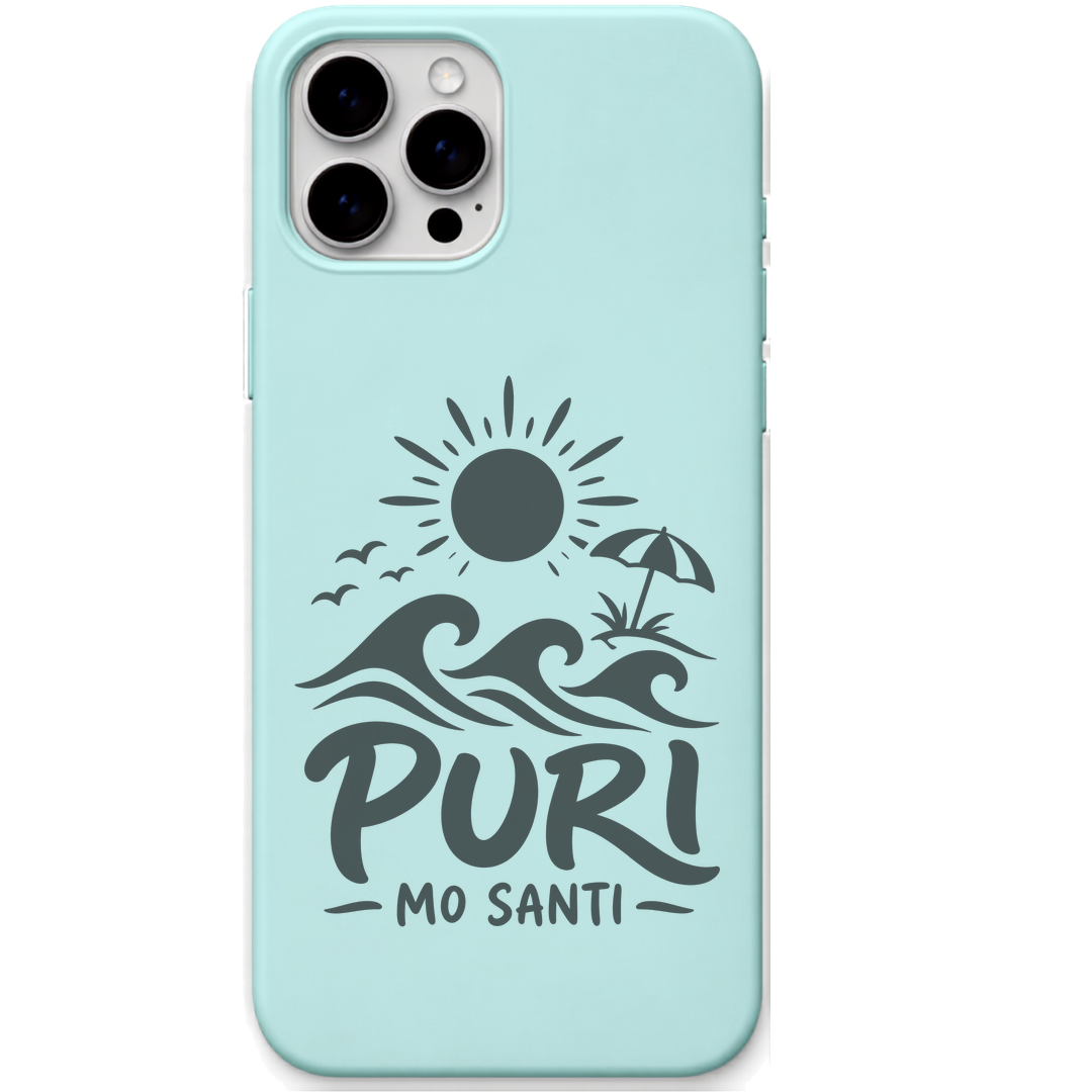 Puri Mo Santi Peace Club engraved pastel silicone phone cover in Mint Green