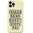 Insaan Bano Bohot Scope Hai funny life quote engraved silicone phone cover in Lemon Yellow