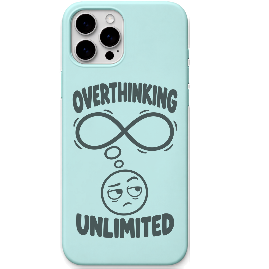Overthinking Unlimited funny infinity quote engraved pastel silicone phone cover in Mint Green