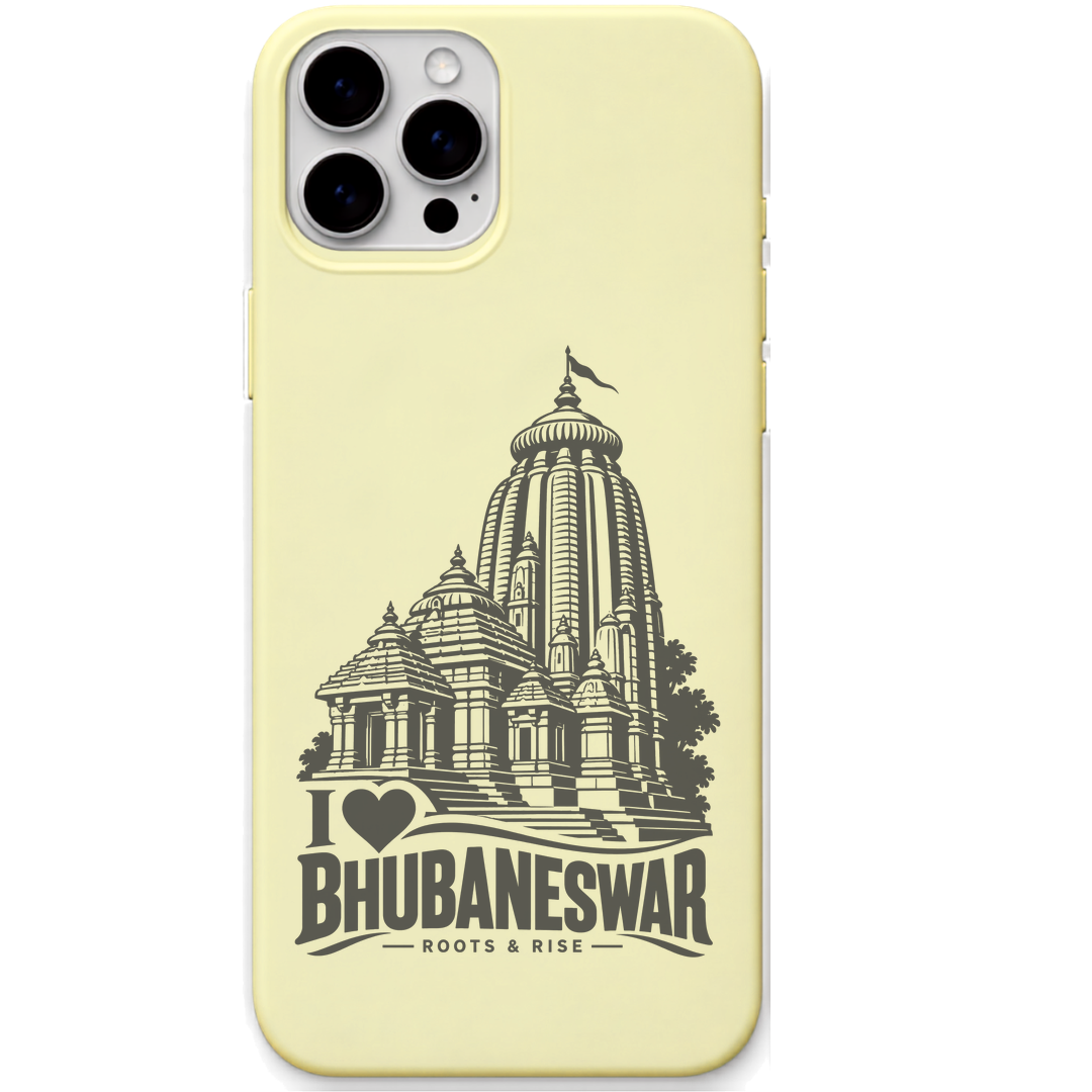 Bhubaneswar Roots & Rise engraved pastel silicone phone cover in Lemon Yellow