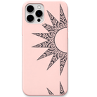 Mandala Sunburst engraved silicone phone cover in Blush Pink