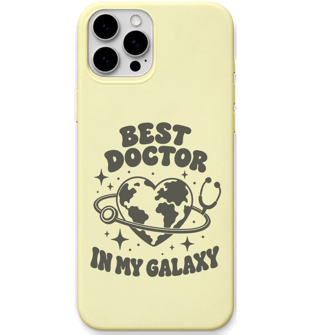 Best Doctor In My Galaxy engraved silicone phone cover in Lemon Yellow
