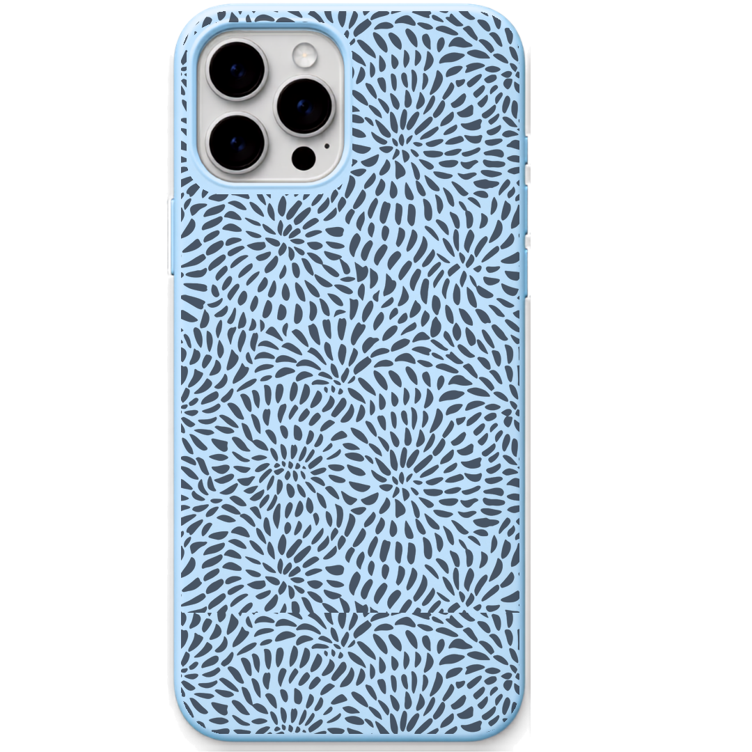 Petal Whirl engraved silicone phone cover in Sky Blue