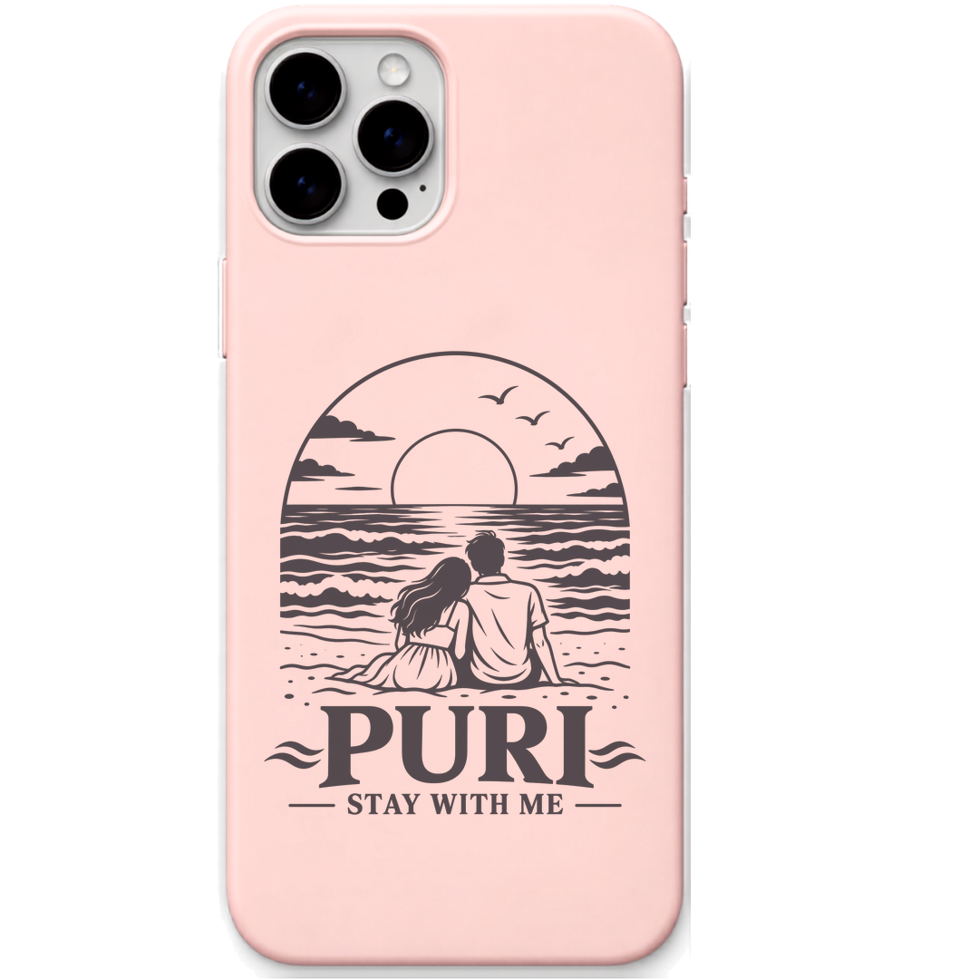 Puri Stay With Me Sunset engraved pastel silicone phone cover in Blush Pink