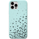 Falling Hearts engraved silicone phone cover in Mint Green