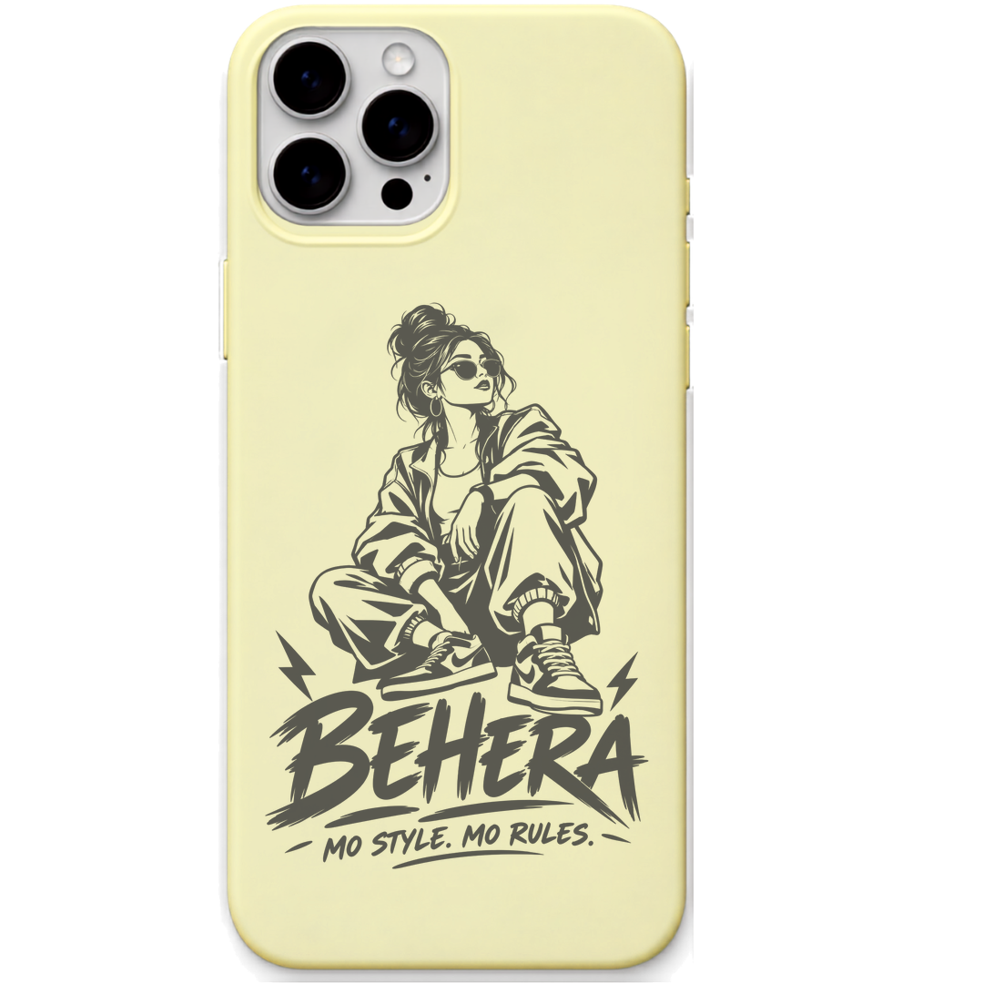 Behera Mo Style engraved pastel silicone phone cover in Lemon Yellow