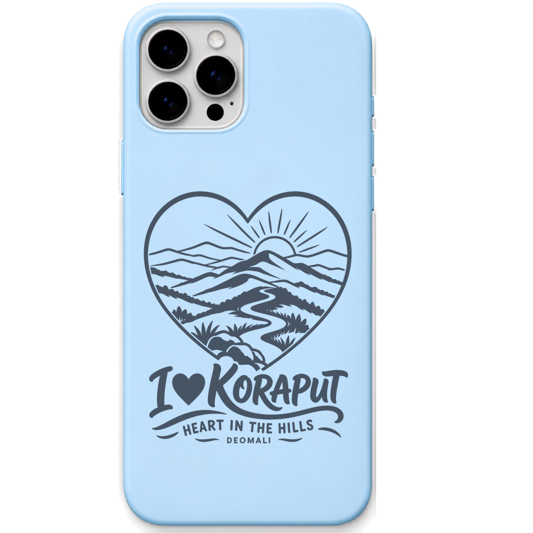 Koraput Heart in the Hills engraved pastel silicone phone cover in Sky Blue