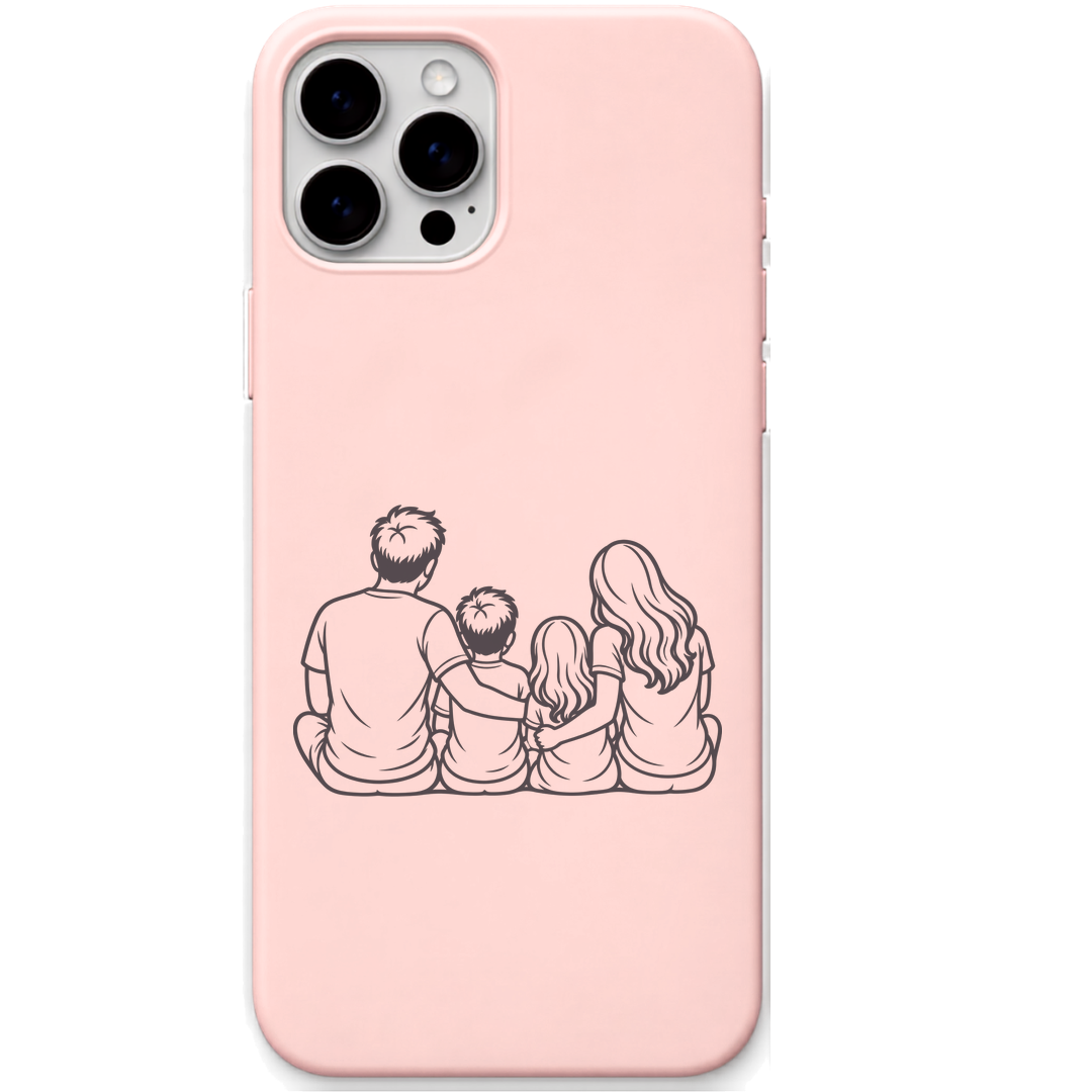 Together Is Home family together line art engraved pastel silicone phone cover in Blush Pink