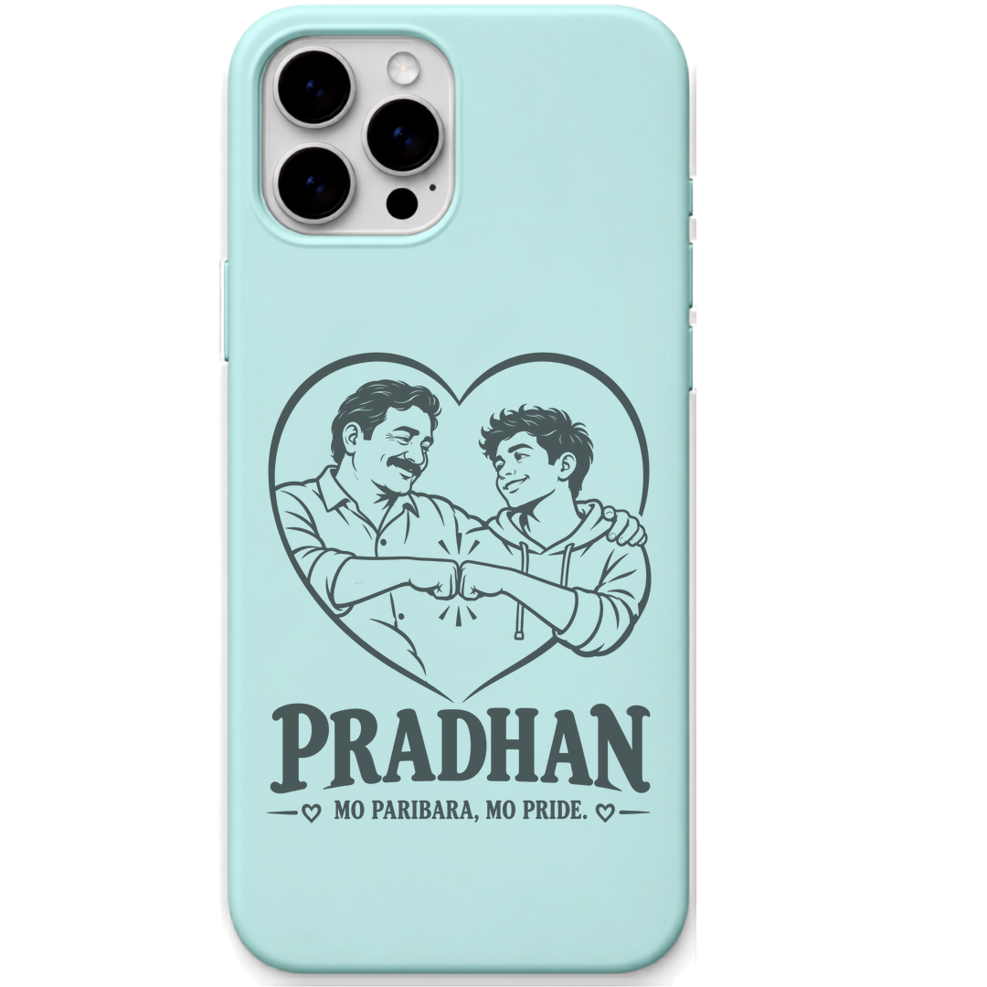 Pradhan Family First engraved pastel silicone phone cover in Mint Green
