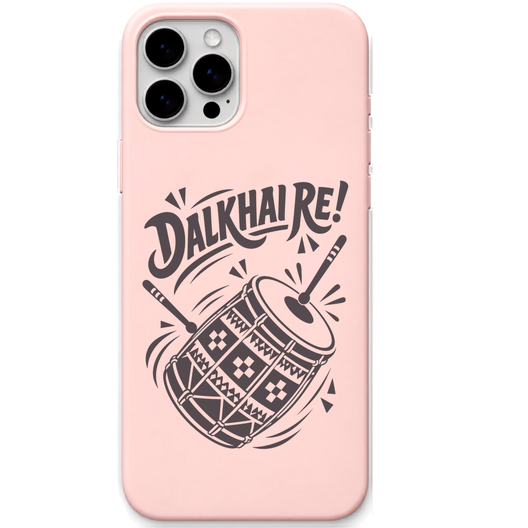 Sambalpuri Beat Dalkhai Re engraved pastel silicone phone cover in Blush Pink