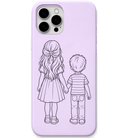 My First Best Friend sister brother line art engraved pastel silicone phone cover in Lavender