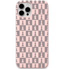 Checkmate Grid engraved silicone phone cover in Blush Pink