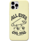 All Eyes On Me Safety Pin cute eye wordplay engraved silicone phone cover in Lemon Yellow